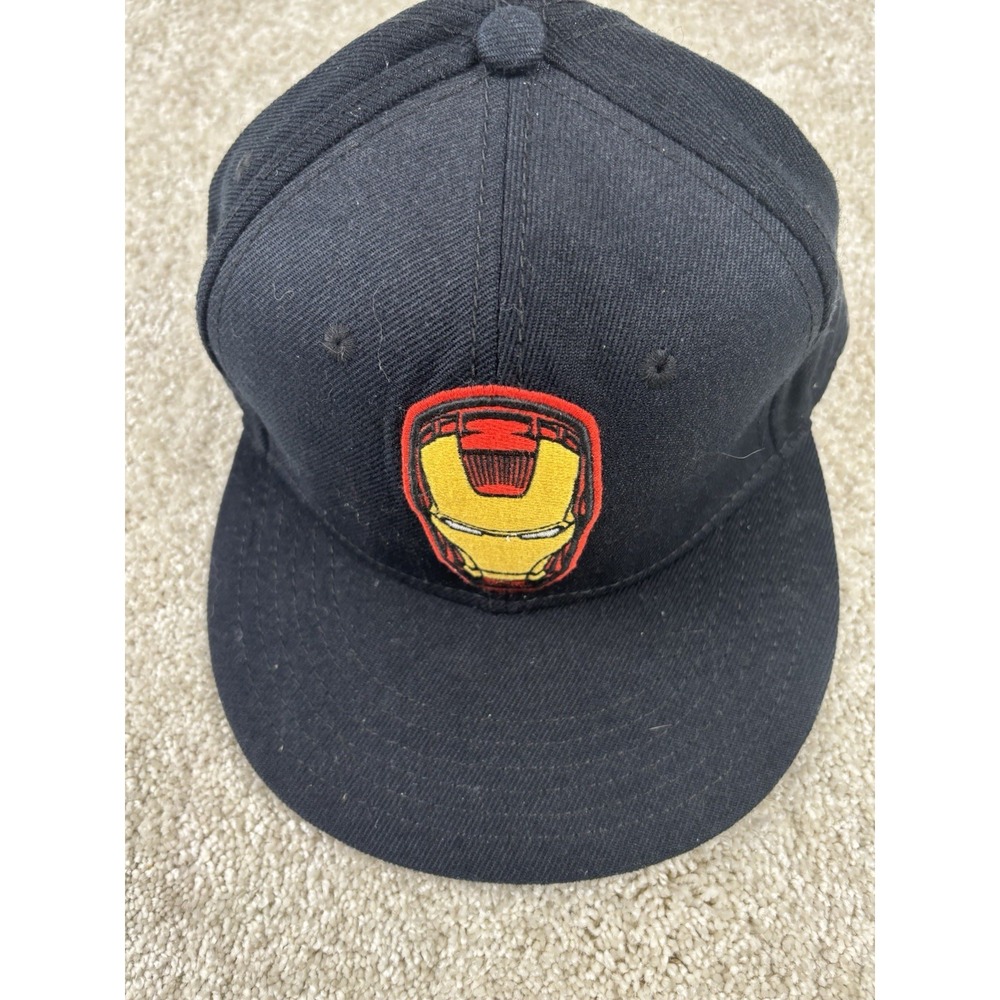 Marvel Iron Man Black Fitted Cap Iron Man Helmet Patch On Front Crown Size L/XL